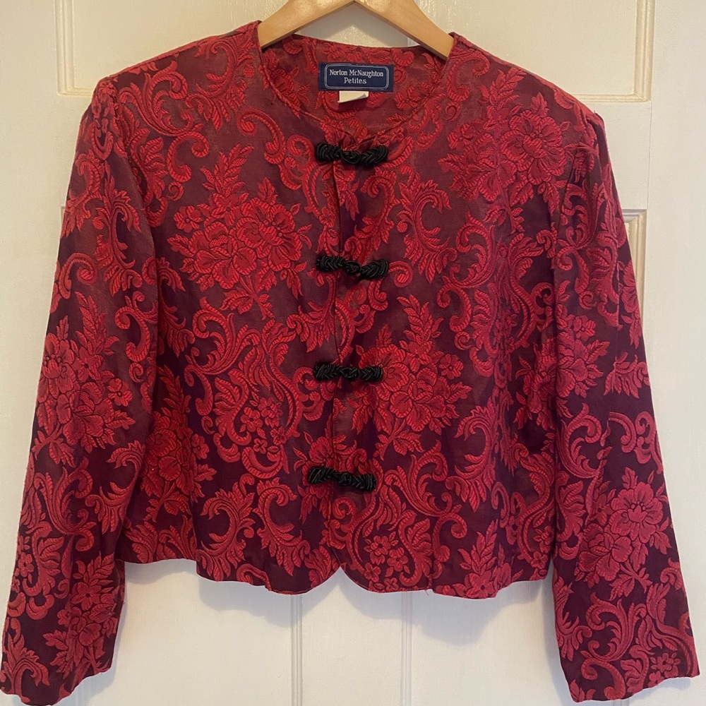 Norton McNaughton Crimson Floral Suit Jacket